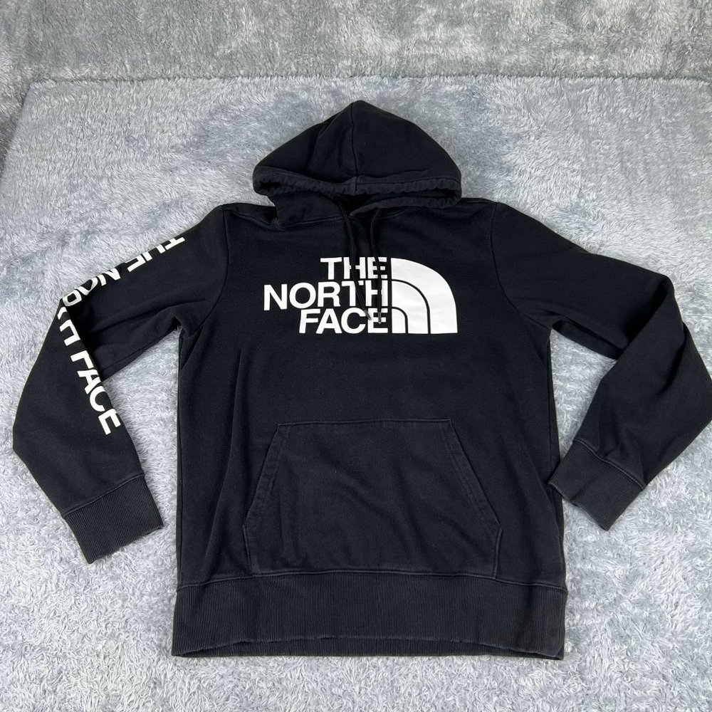 Mens The North Face Black & White Long Sleeve Logo Hoodie Size M